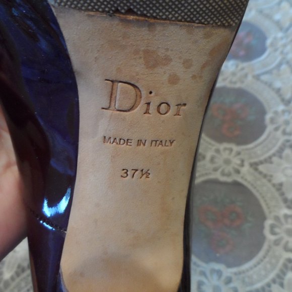 Christian Dior Dark Burgundy Patent Leather Peep Toe Pumps Size 7.5M - Picture 15 of 15